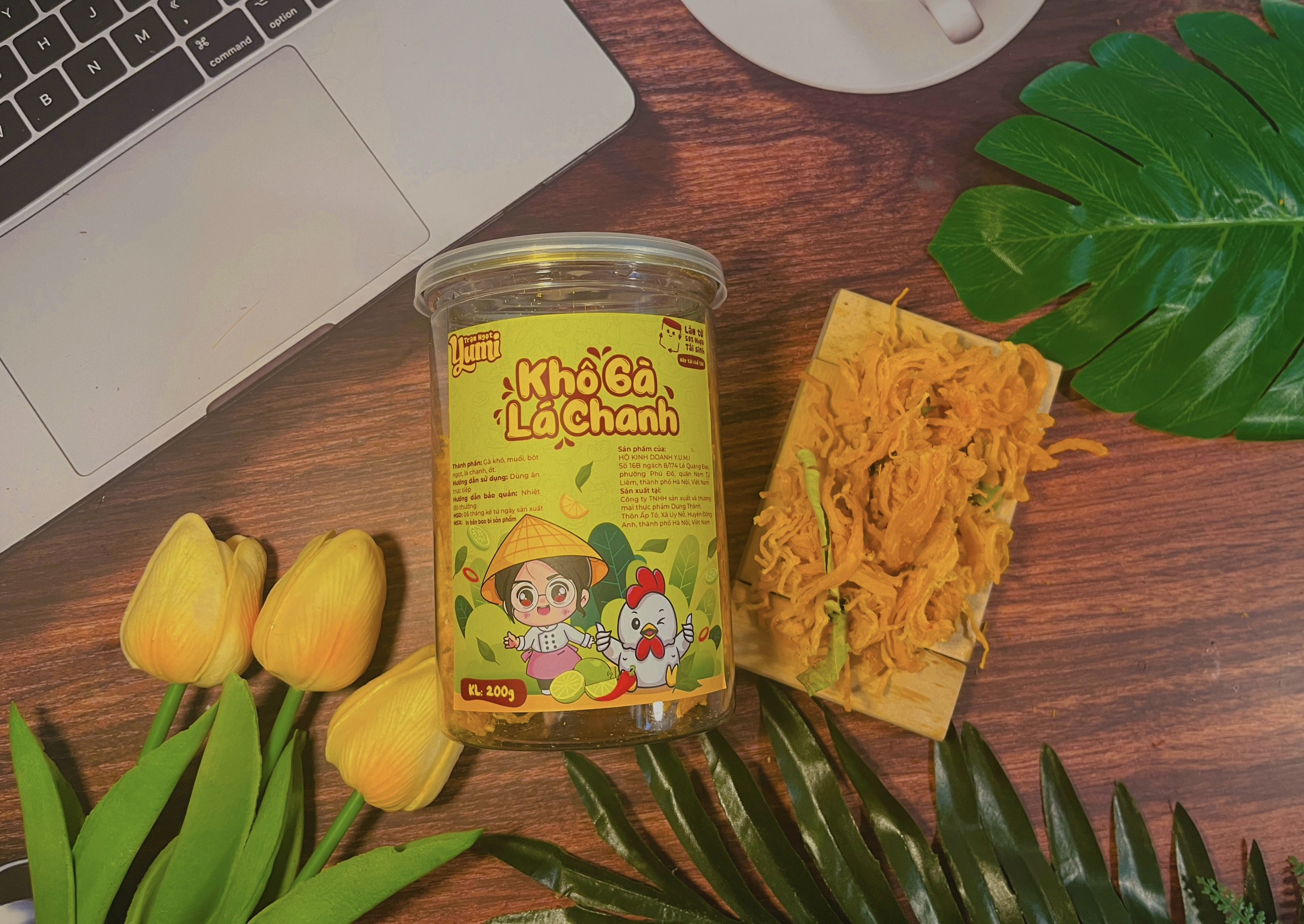 Mô tả Khô gà lá chanh Trạm ngọt Yumi đồ ăn vặt thịt xé sợi thơm ngon - 1