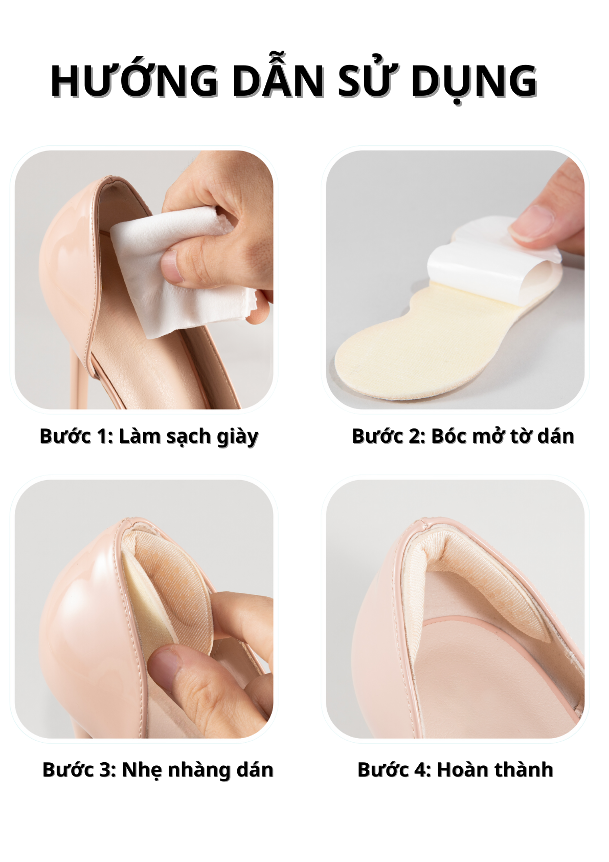 Mô tả Miếng Dán Gót Giày 4D MINSU M5515 Lót Đệm Có Hạt Silicon Bảo Vệ, Chống Trầy, Rớt Gót Chân,Giảm Size Giày Cao Gót Bị Rộng - 7