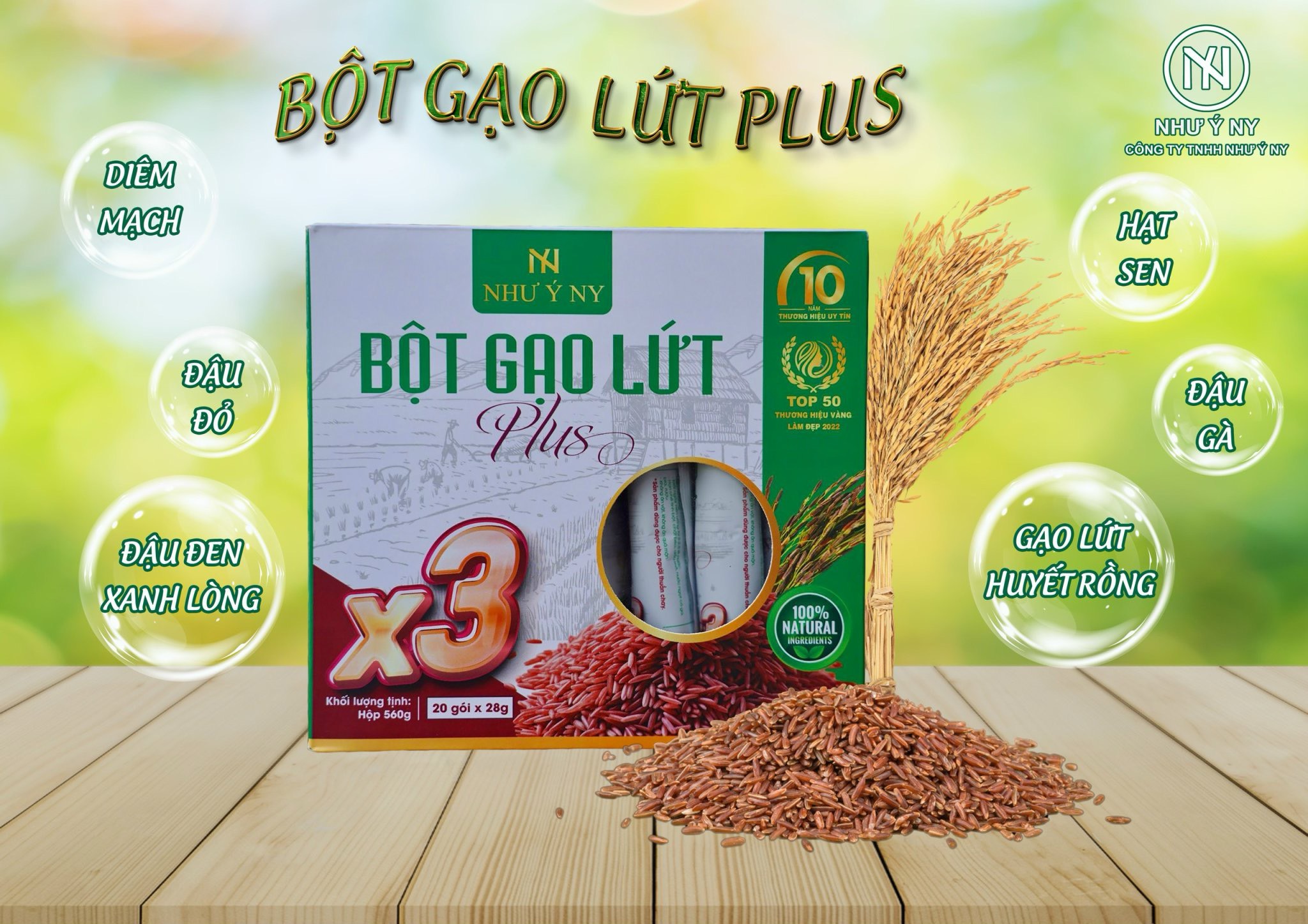 Mô tả Bột Gạo Lứt  Plus X3 Như Ý Ny  Hỗ Trợ Giảm Cân Thay Thế Bữa Ăn Lành Mạnh Hộp 20 Gói - 2