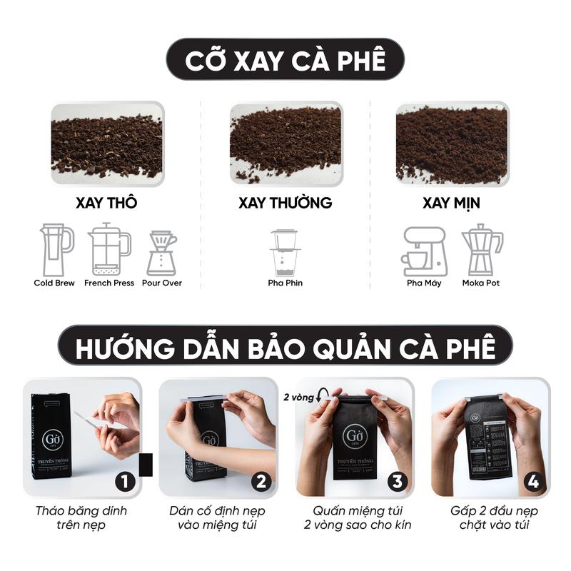 Gờ cafe gu TRUYỀN THỐNG (đắng vừa)- 100% ROBUSTA RANG VỪA, cà phê mộc ...
