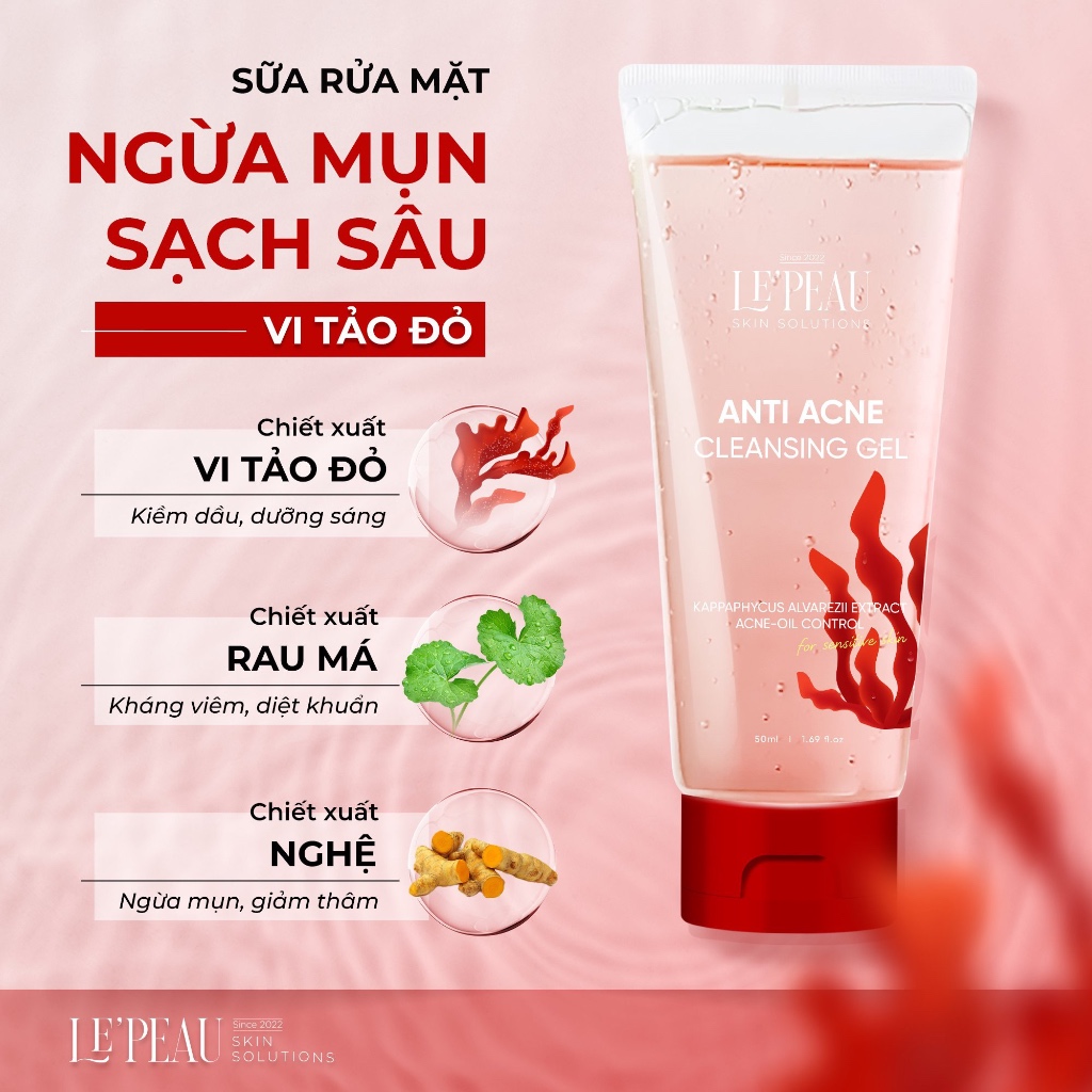 Mô tả Sữa rửa mặt anti acne hỗ trợ giảm mun, ngăn ngừa mụa, làm sạch sâu - LE'PEAU - 1