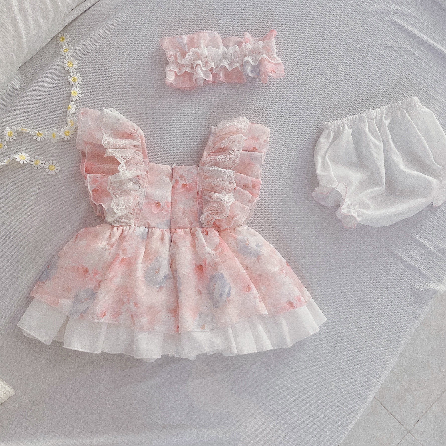 Mô tả Set Váy Lolita Cánh Tiên Băng Đô Kèm Chíp Cho Bé Gái Sơ Sinh 1 2 Tuổi MINTSCLOSET - GS1343 - 1