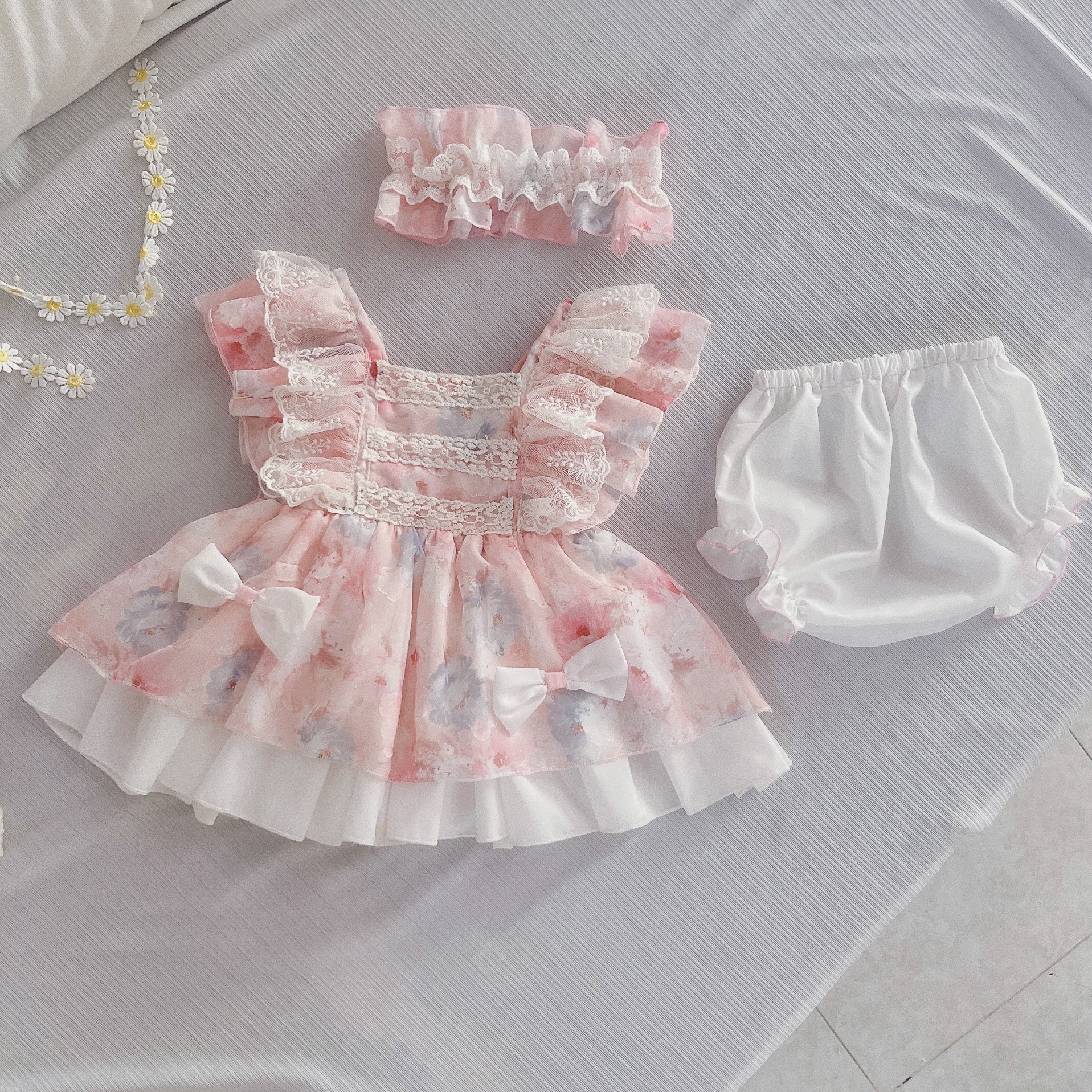 Mô tả Set Váy Lolita Cánh Tiên Băng Đô Kèm Chíp Cho Bé Gái Sơ Sinh 1 2 Tuổi MINTSCLOSET - GS1343 - 2