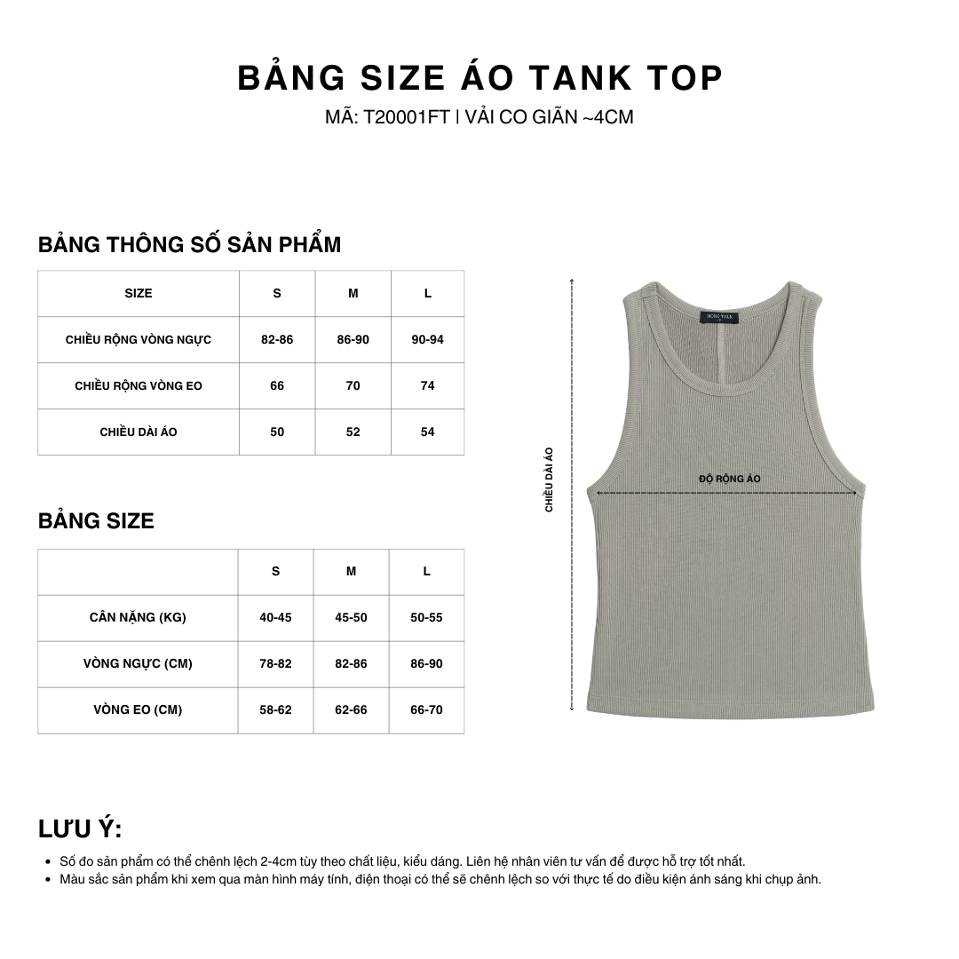 Mô tả Áo Tank Top Nữ MONOTALK Chất Cotton Kẻ Tăm Dáng Ôm Cổ Yếm T20001FT - 1