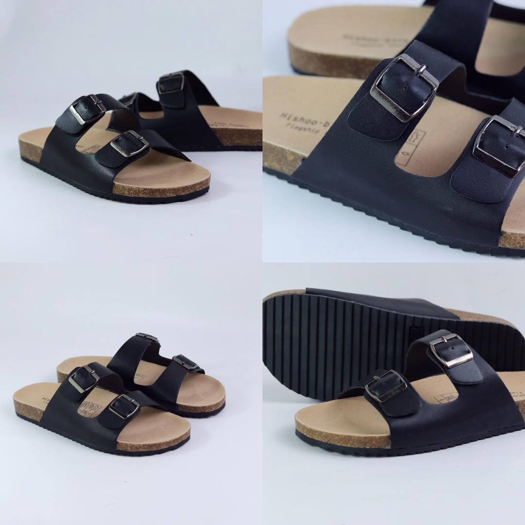 Mô tả Dép Đế Trấu Nam Nữ Birken  2 Khóa Da PU Hishoo S093 - 5