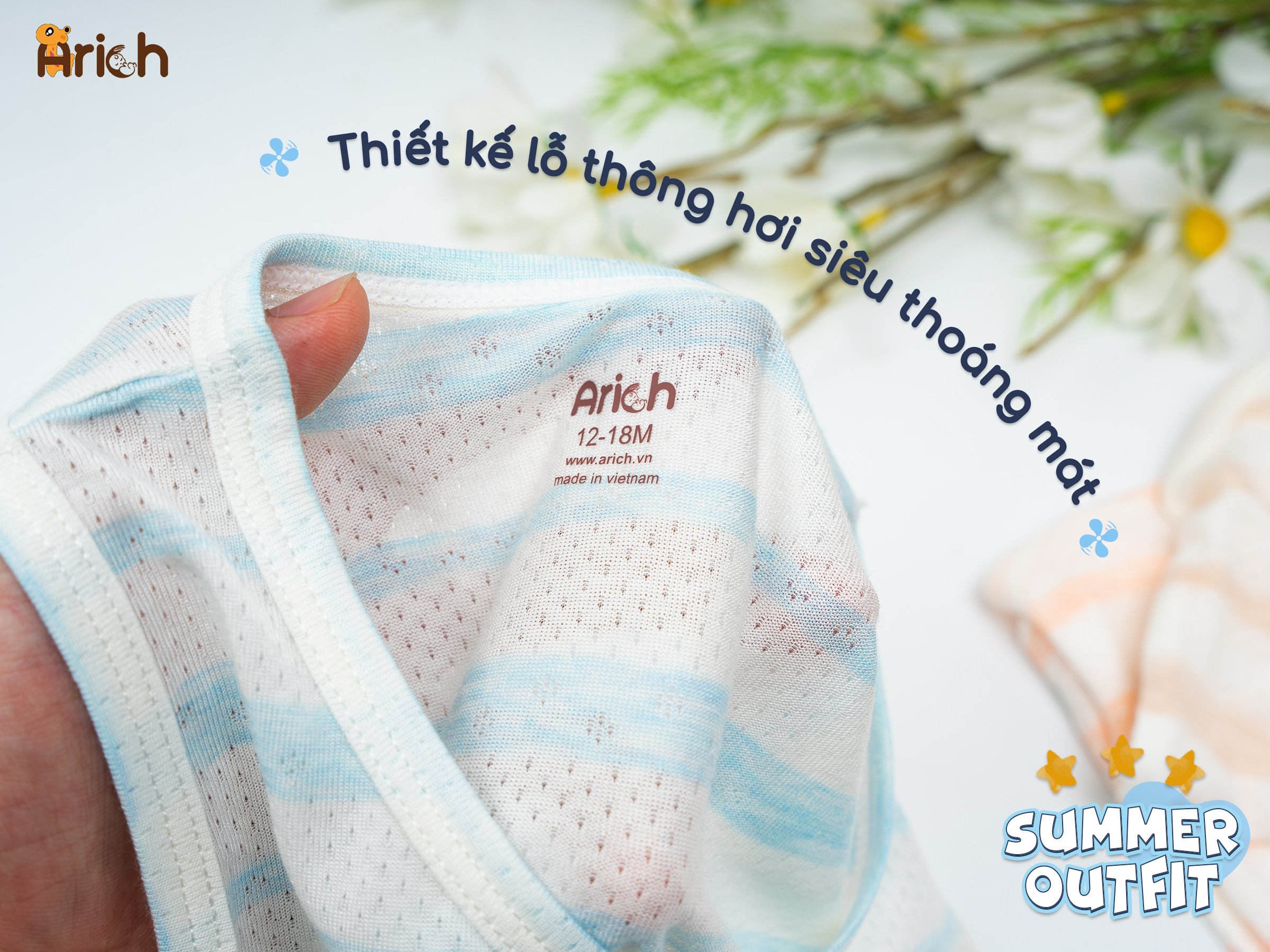 Mô tả Bộ ba lỗ trẻ em mùa hè arich , vải sợi tre thông hơi, mát , rất mát,size 9M đến 5 tuổi - 3