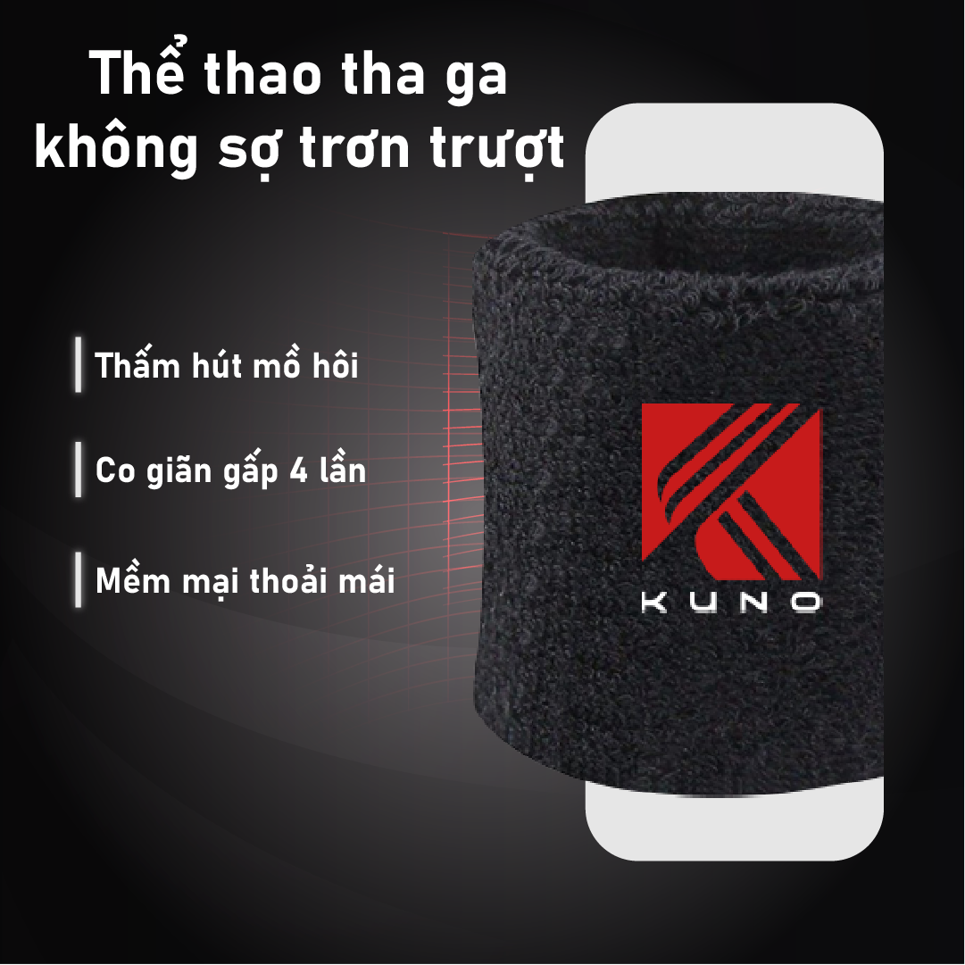 Mô tả Băng Đô Cổ Tay KUNO Mềm Mại Thoáng Khí Thấm Hút Mồ Hôi Tốt - 2