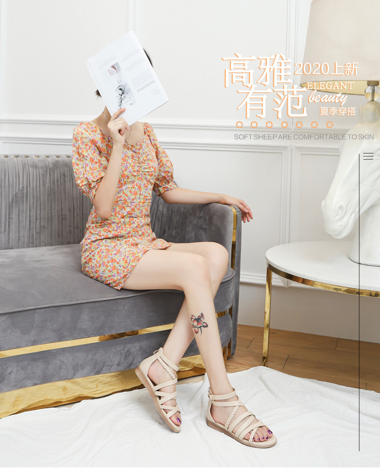 Sandal Nữ XIANGLV Đế Bằng Cổ Cao Khóa Kéo