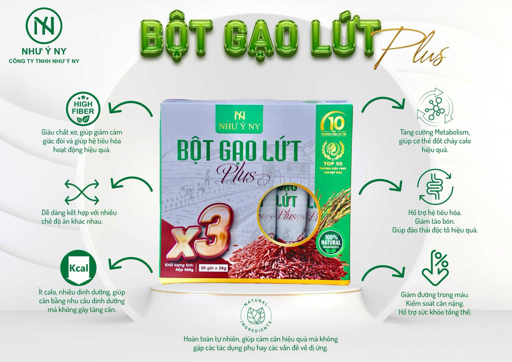 Mô tả Bột Gạo Lứt X3 Plus  - Như Ý Ny Bột Gạo Lứt Giảm Cân Như Ý- Giảm Cân Sau Sinh - Lợi Sữa - An Toàn - 2