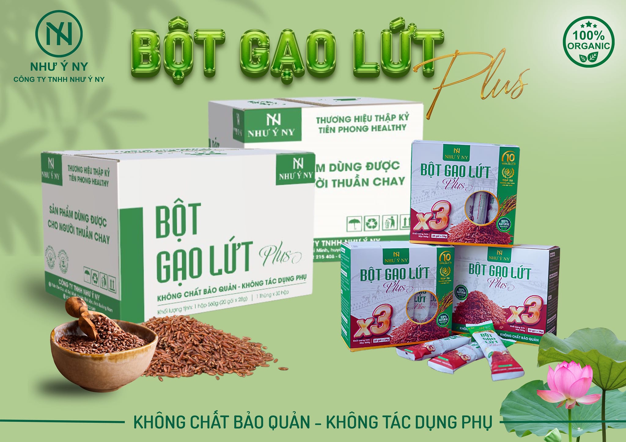 Mô tả 3 Hộp Bột Gạo Lứt Plus X3 - Bột Gạo Lứt Giảm Cân Như Ý Ny - Giảm Cân - Lợi Sữa - Thay Thế Bữa Ăn - 1