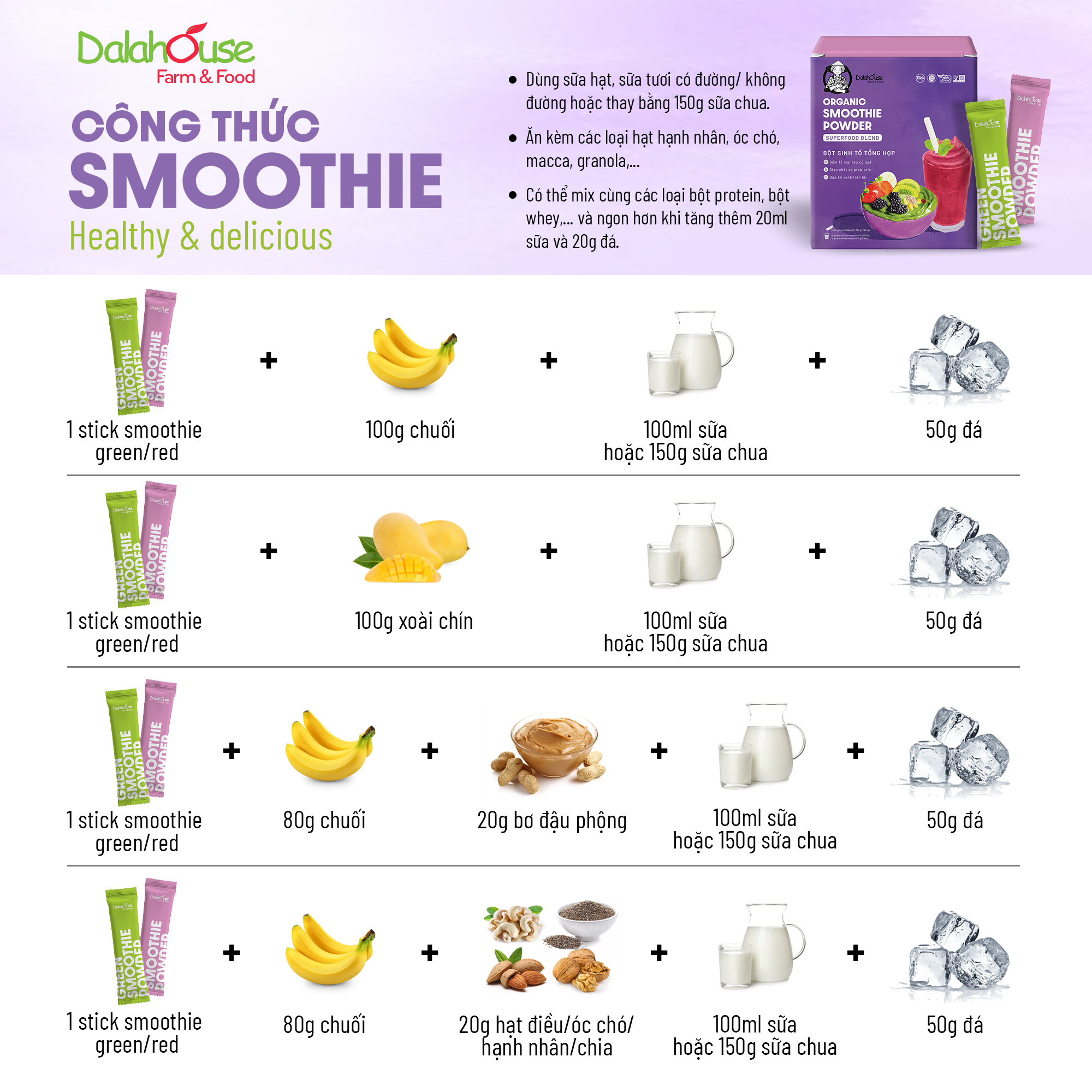 Mô tả Bột sinh tố 13 loại rau củ tổng hợp Dalahouse Organic Smoothie Powder - 4