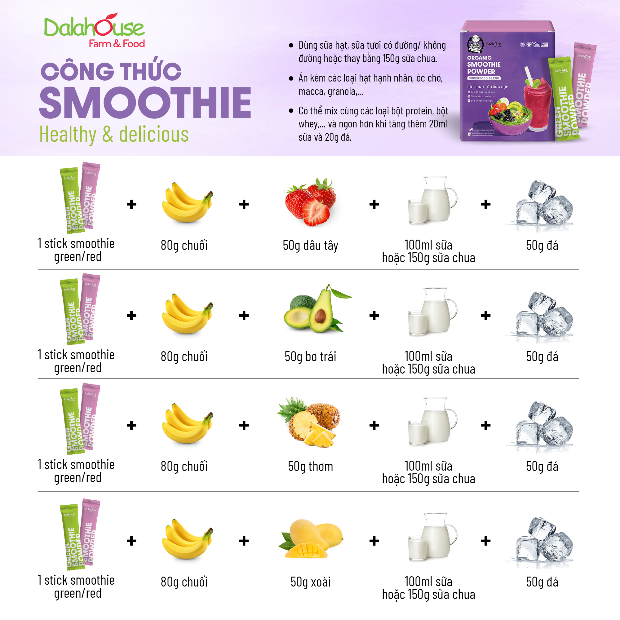 Mô tả Bột sinh tố 13 loại rau củ tổng hợp Dalahouse Organic Smoothie Powder - 5