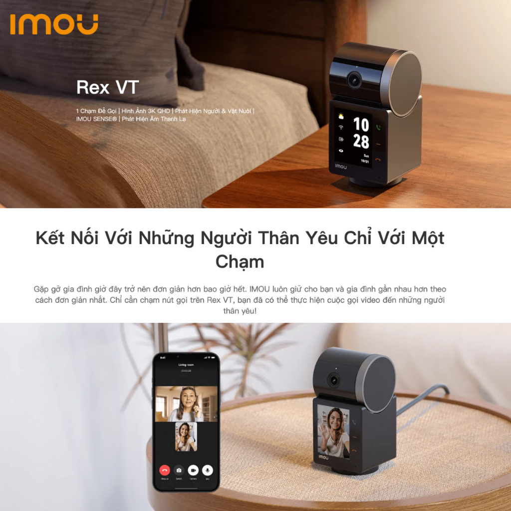 Camera dùng pin IMOU Rex VT Pro 3K, gọi điện 2 chiều, có màn hình, quay ...