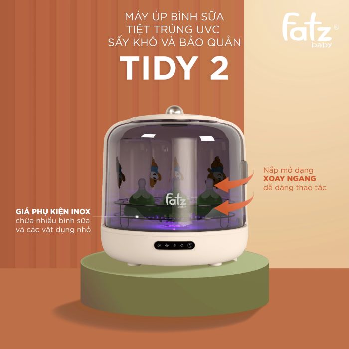 Mô tả Máy úp bình sữa, tiệt trùng UVC, sấy khô và bảo quản Tidy 2 dung tích 13L FATZBABY FB4613ZH 4 chế độ riêng biệt - 2