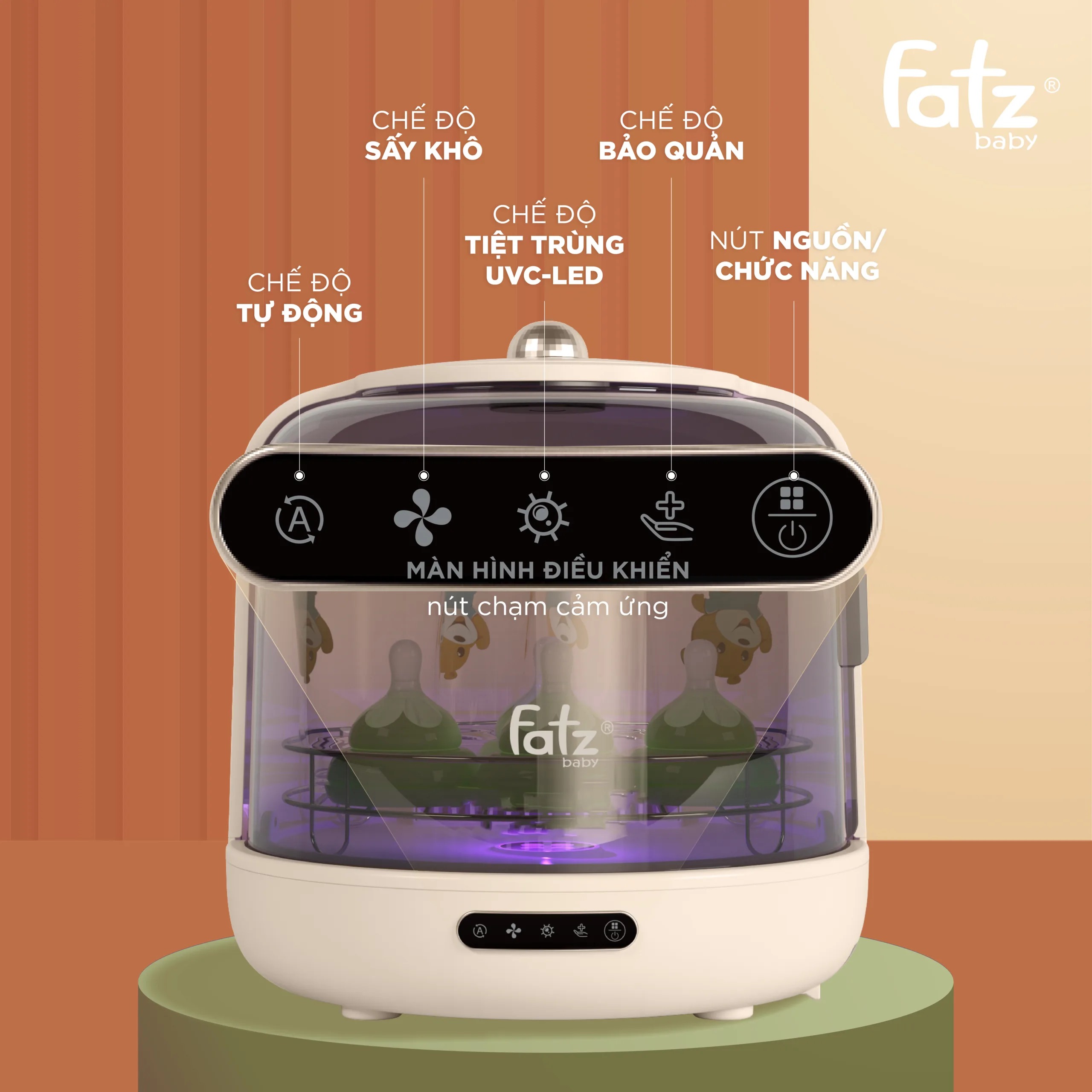 Mô tả Máy úp bình sữa, tiệt trùng UVC, sấy khô và bảo quản Tidy 2 dung tích 13L FATZBABY FB4613ZH 4 chế độ riêng biệt - 7