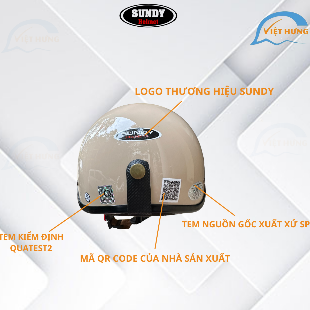 Mô tả Mũ bảo hiểm nửa đầu có kính SUNDY HP-01K thời trang, nhiều màu sắc cá tính, nón Freesize - vòng đầu 55-59cm - 2