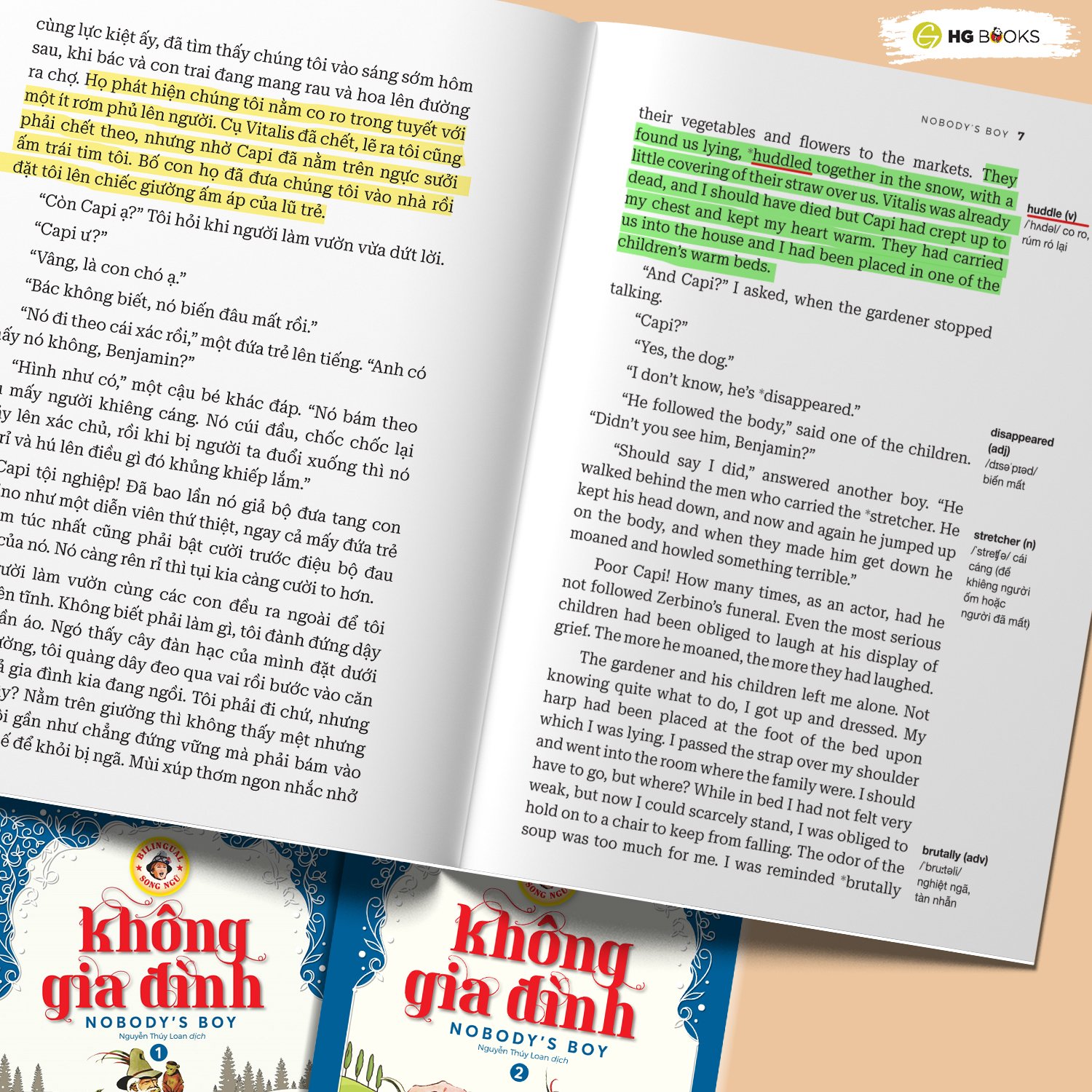 Mô tả Combo 2 Cuốn Sách Không Gia Đình - Truyện Song Ngữ Kinh Điển Có Note Từ Vựng Và File Nghe - HG Books - 3
