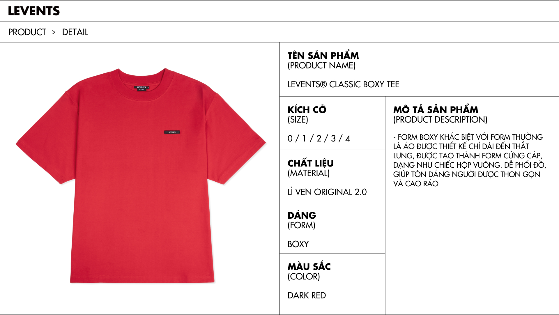 Áo thun Boxy Levents Classic Tee 100% Cotton Unisex T-shirt | Shopee ...