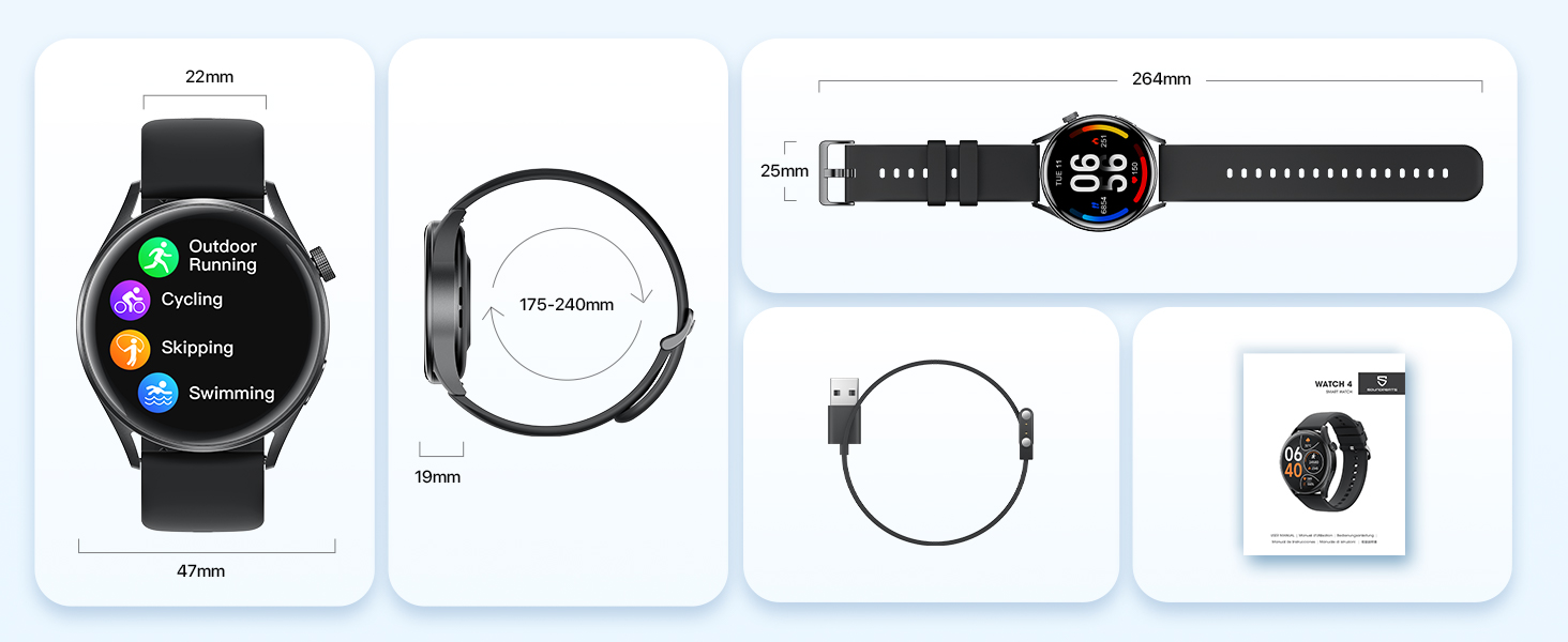 Mô tả Đồng Hồ Thông Minh SoundPEATS Watch 4 | Điện tâm đồ SPO2 | IP68 | Pin 7 Ngày - 10