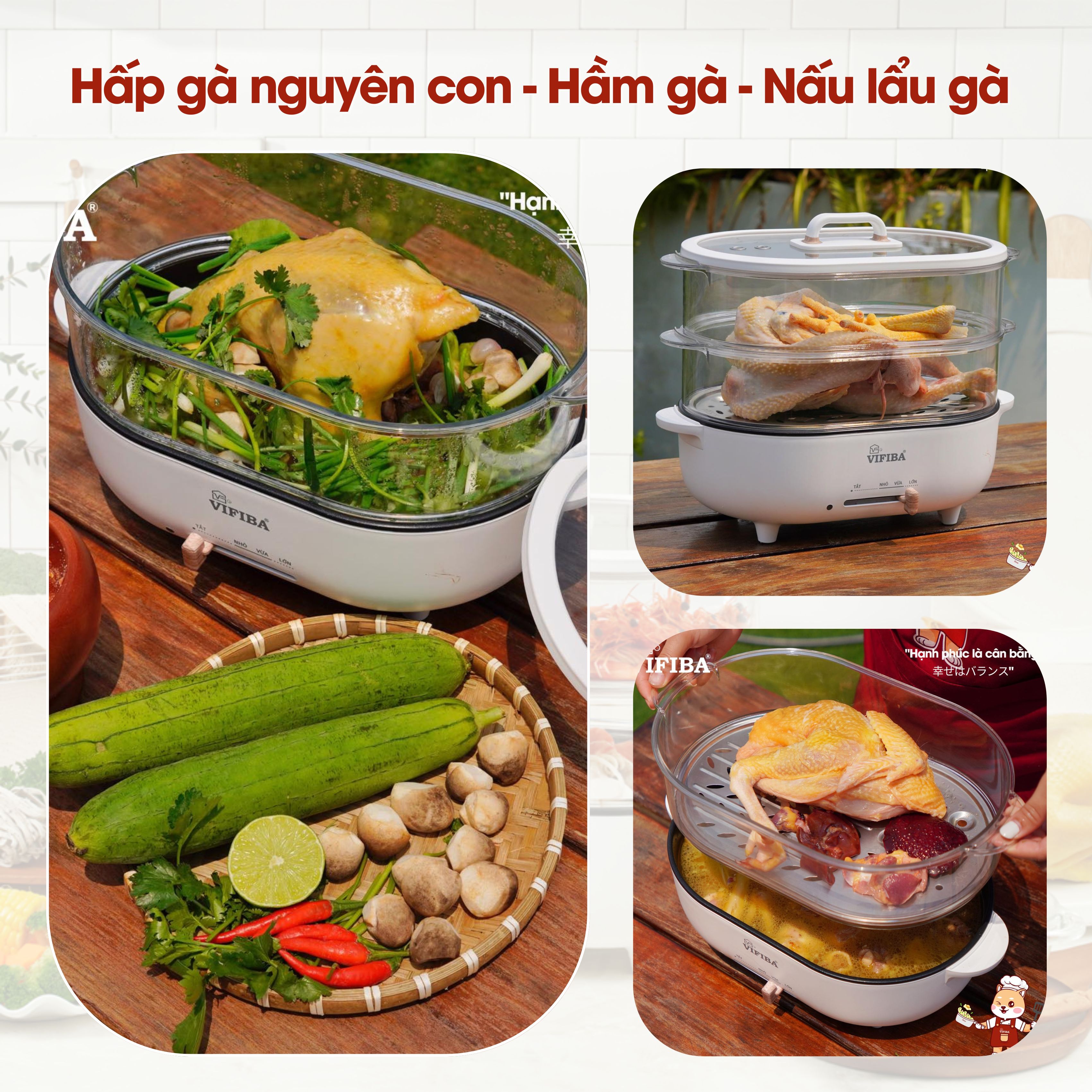 Mô tả Nồi Lẩu Điện Hấp 2 Tầng KACHI VIFIBA - NồI Vừa Nấu Lẩu Vừa Hấp - Công Suất 1000W, Dung Tích Nấu 15L - 8