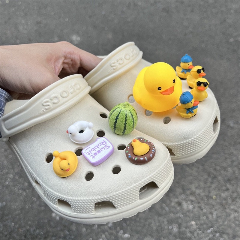 Set Charm Sticker Vịt đi bơi vịt phao phụ kiện trang trí gắn dép sục ...