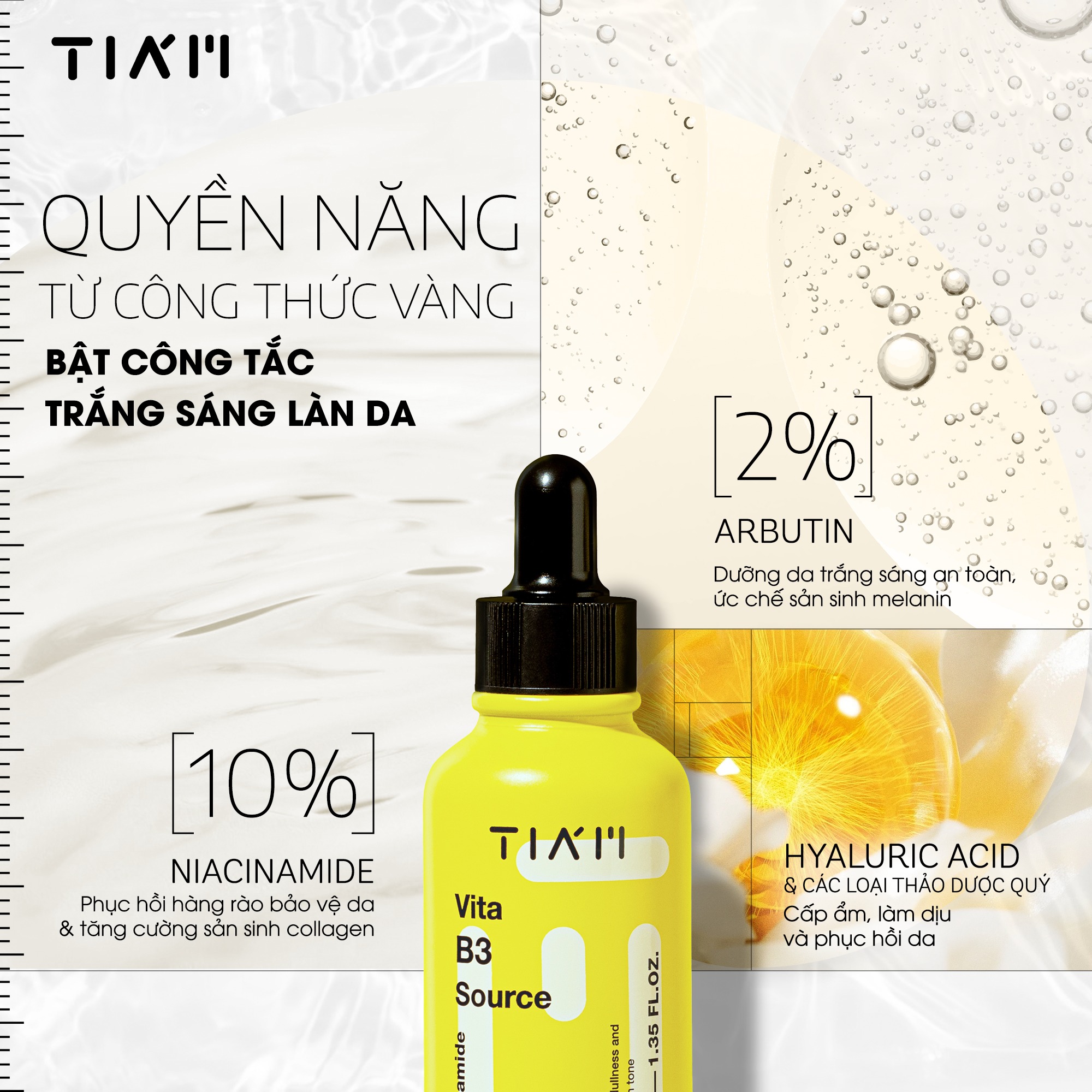 Serum Tiam Vàng Niacinamide 10% + Arbutin 2% Phục Hồi Da Sáng Khỏe Sau ...