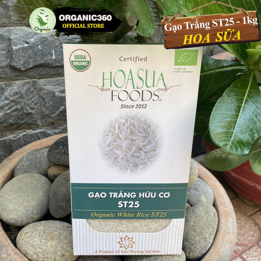 Mô tả Gạo Trắng ST25 Hữu Cơ HOA SỮA Loại 1 Dẻo Thơm Ngon Organic White Rice 1kg - 1