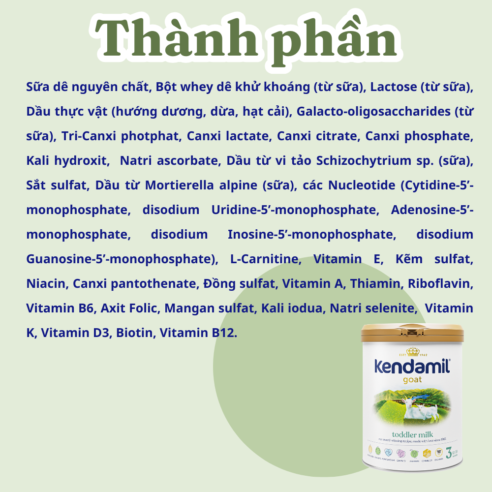 Mô tả Sữa công thức dê Kendamil Goat số 3 (800g) - Sữa Bột Nguyên Kem Đạm A2 cho bé hệ tiêu hóa nhạỵ cảm - 3