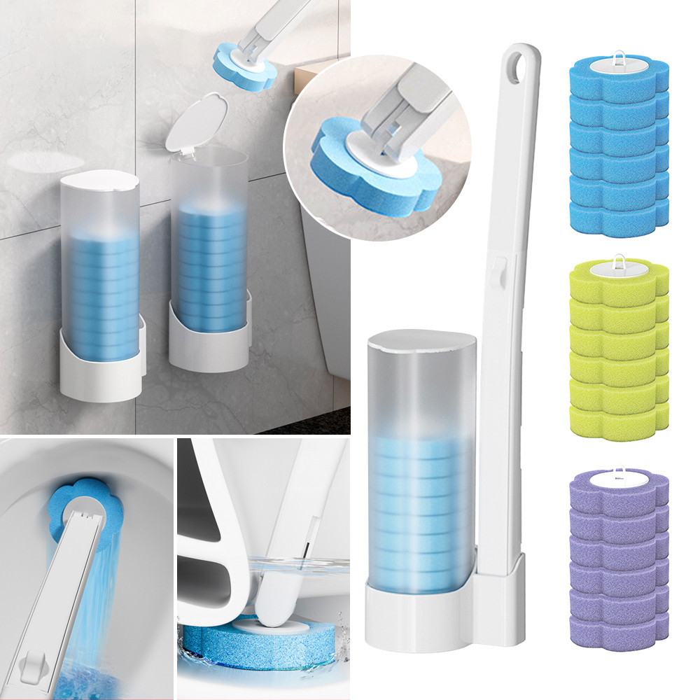 Mô tả Bộ cọ vệ sinh dùng một lần gắn tường, cọ toilet xoay 360 độ thế hệ mới có đầu thay thế - 1