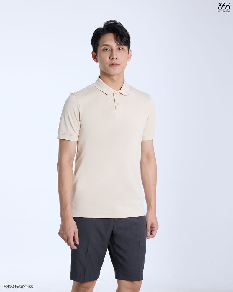 Mô tả Áo polo nam ngắn tay trơn 360 Boutique áo thun nam có cổ bẻ màu trắng đen be basic trẻ trung - POTOL516 - 1