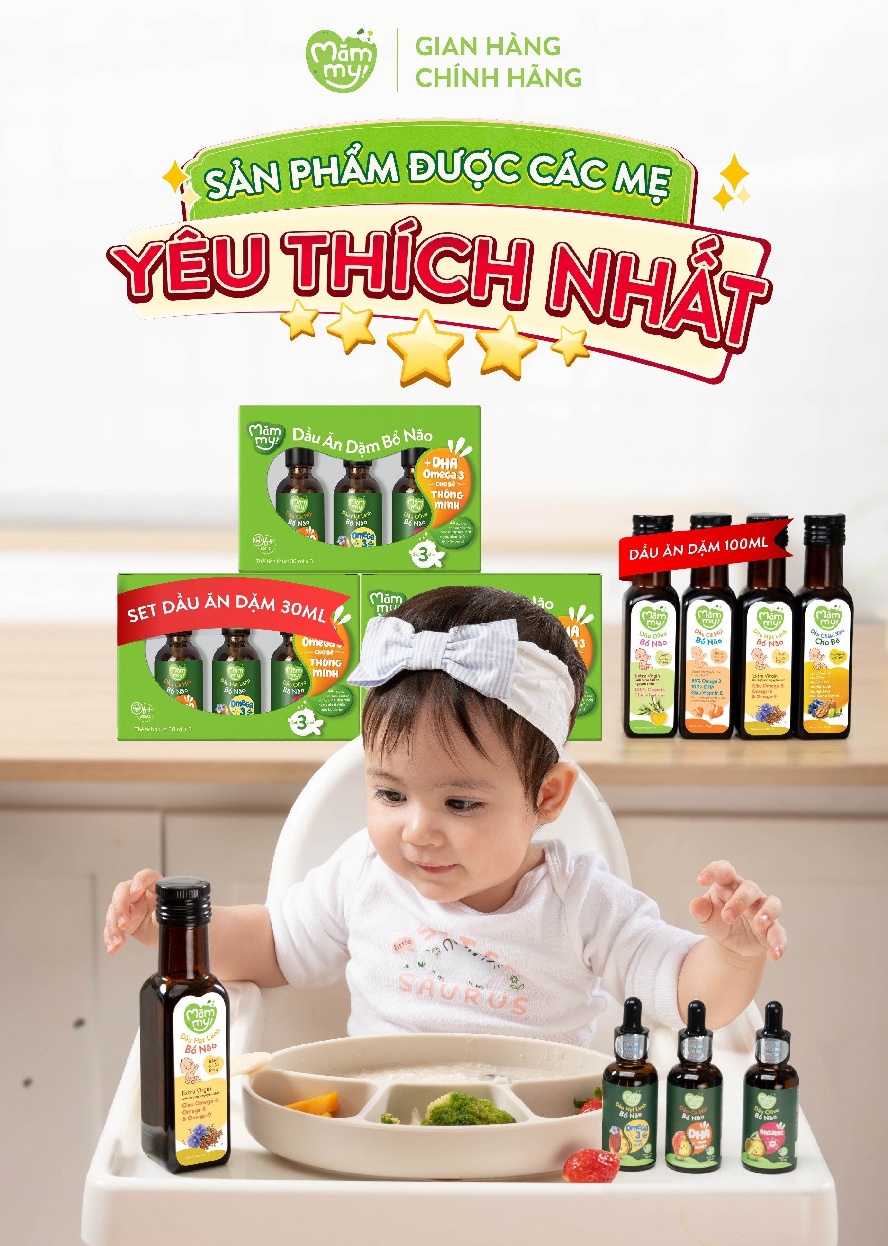 Mô tả Dầu Olive bổ não Mămmy cho trẻ ăn dặm, hữu cơ nguyên chất chai 100ml - 1