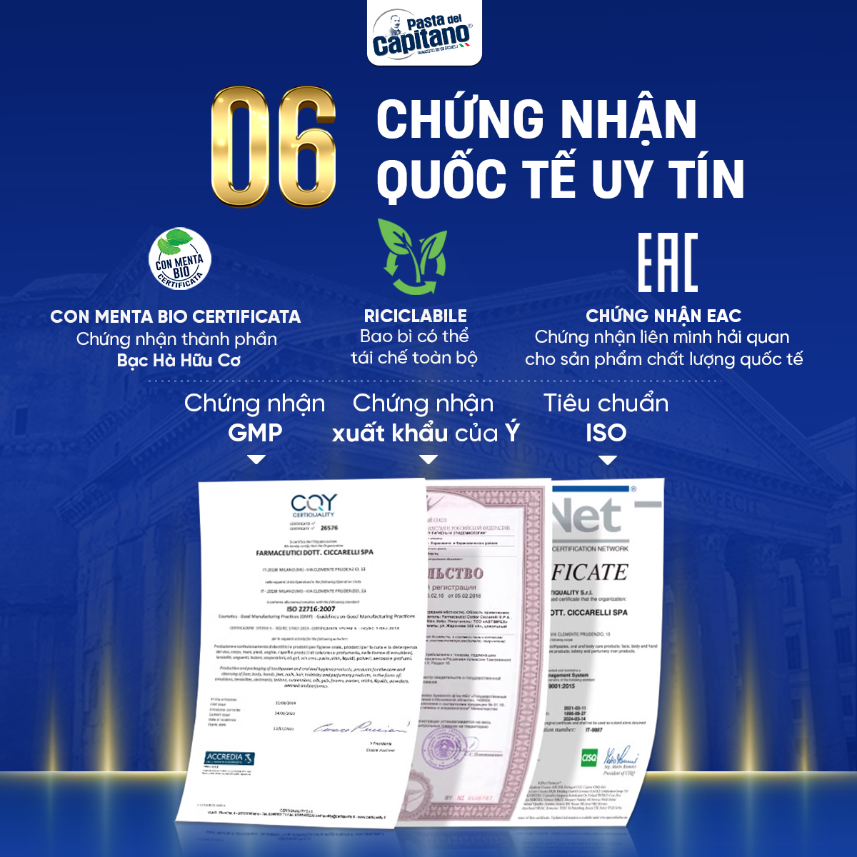 Mô tả Kem Đánh Răng Trắng Răng Capitano Toothpaste Italy Giải Quyết Các Vấn Đề Răng Miệng, Trắng Sáng Tự Nhiên 75ml - 4