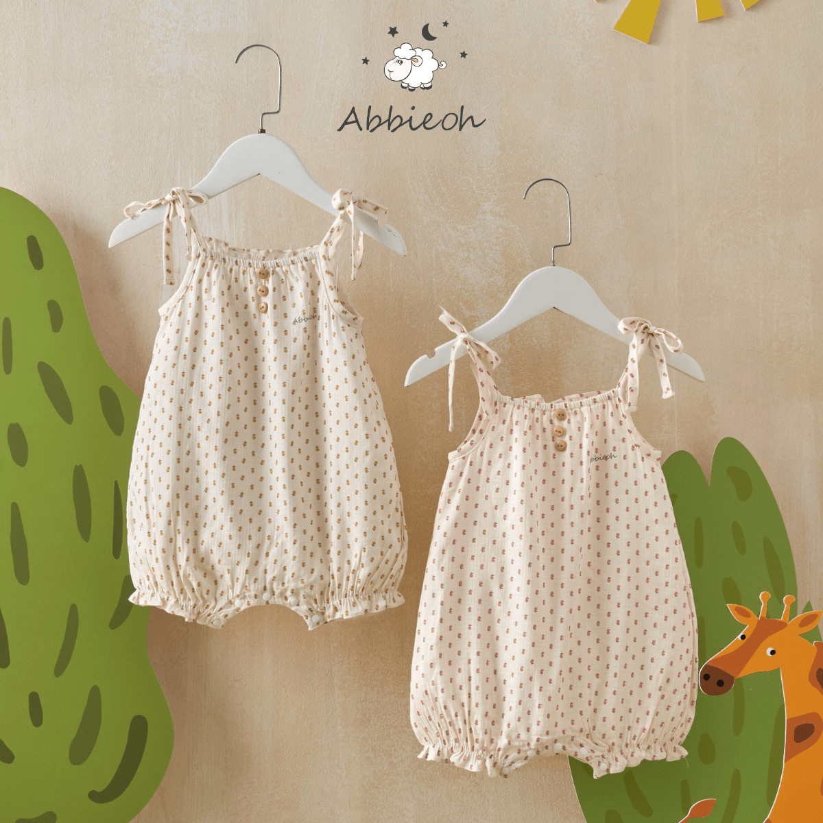 Mô tả Bộ bodysuit hai dây ABBIEOH vai nơ baby đũi lạnh cho bé gái sơ sinh 0-24 Tháng BD423 BD613 BD757 - 3