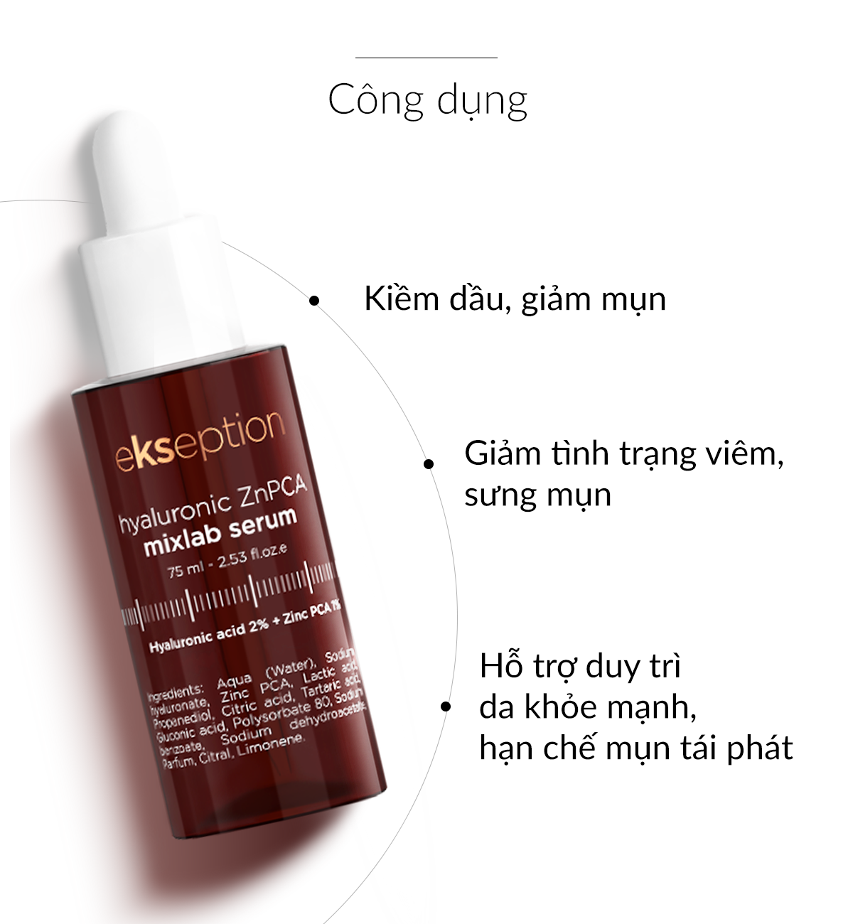 Mô tả Serum kẽm Ekseption Hyaluronic ZnPCA, HA + 1% ZnPCA giảm mụn, kiềm dầu 75ml - 8