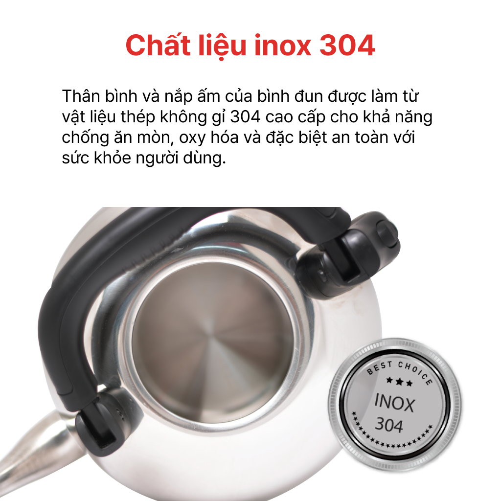 Mô tả ẤM ĐIỆN ĐUN NƯỚC SIÊU TỐC INOX 304 4.2L, HAPPYCOOK - 2