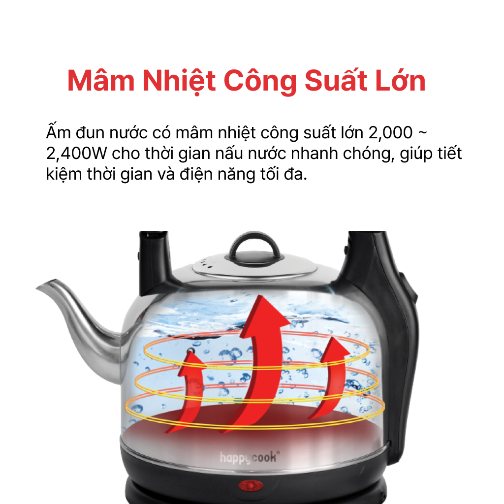 Mô tả ẤM ĐIỆN ĐUN NƯỚC SIÊU TỐC INOX 304 4.2L, HAPPYCOOK - 3