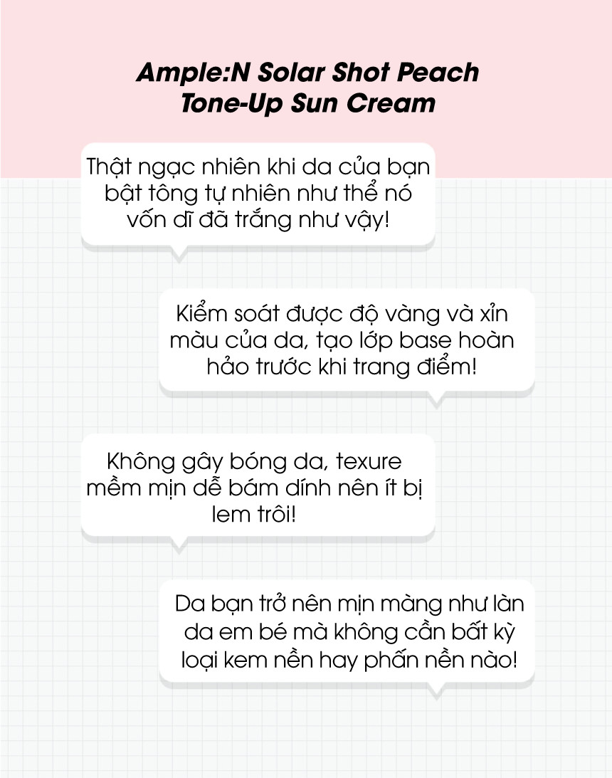 Mô tả Kem Chống Nắng Nâng Tone Hồng Đào Ample:n Solar Shot Peach Tone Up Suncream 40ml - 4
