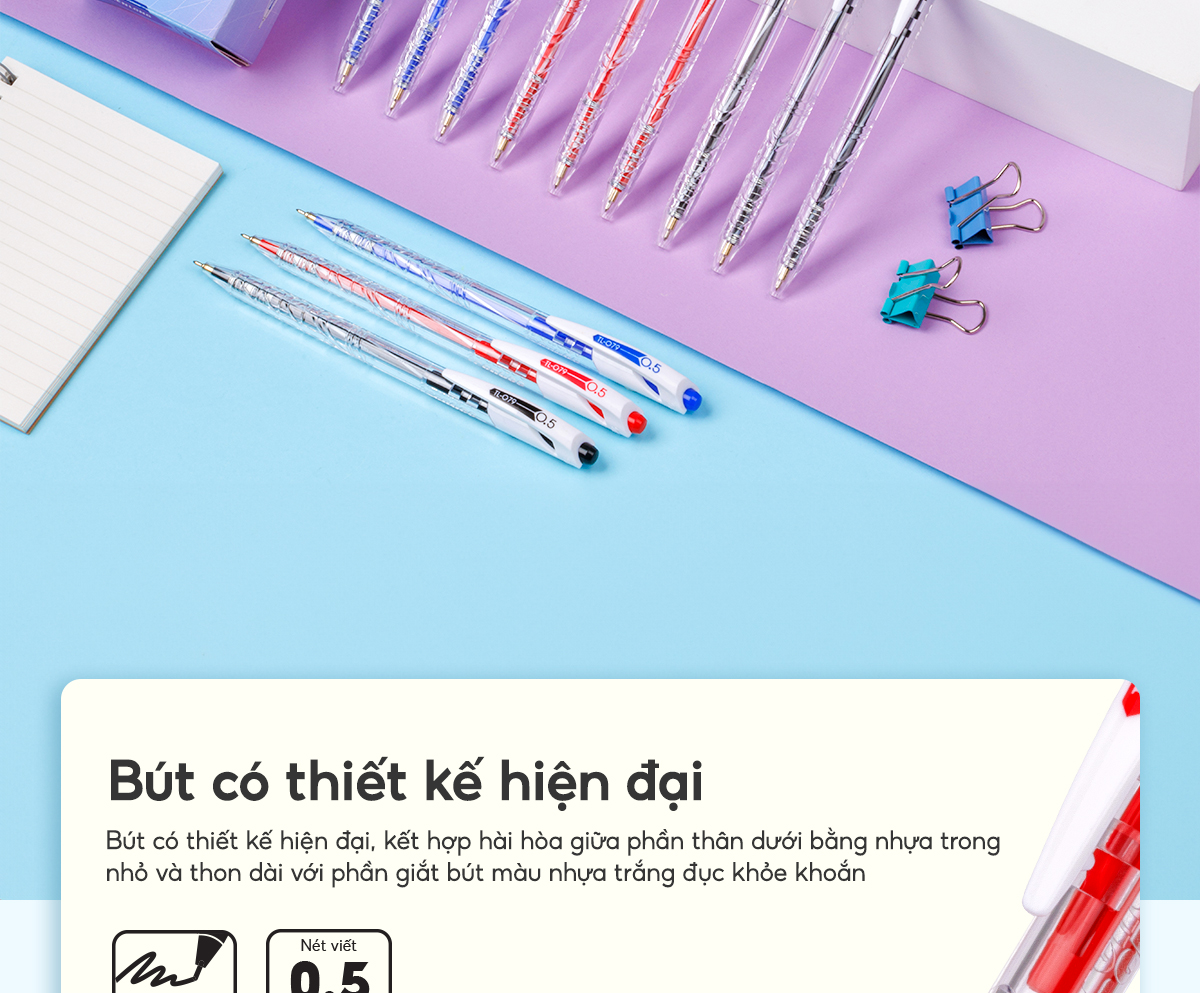Mô tả Combo 5/10/20 Bút bi Thiên Long Trendee TL-079 ngòi 0.5mm cao cấp, nét viết thanh mảnh, thiết kế trẻ trung, chữ viết đẹp - 2