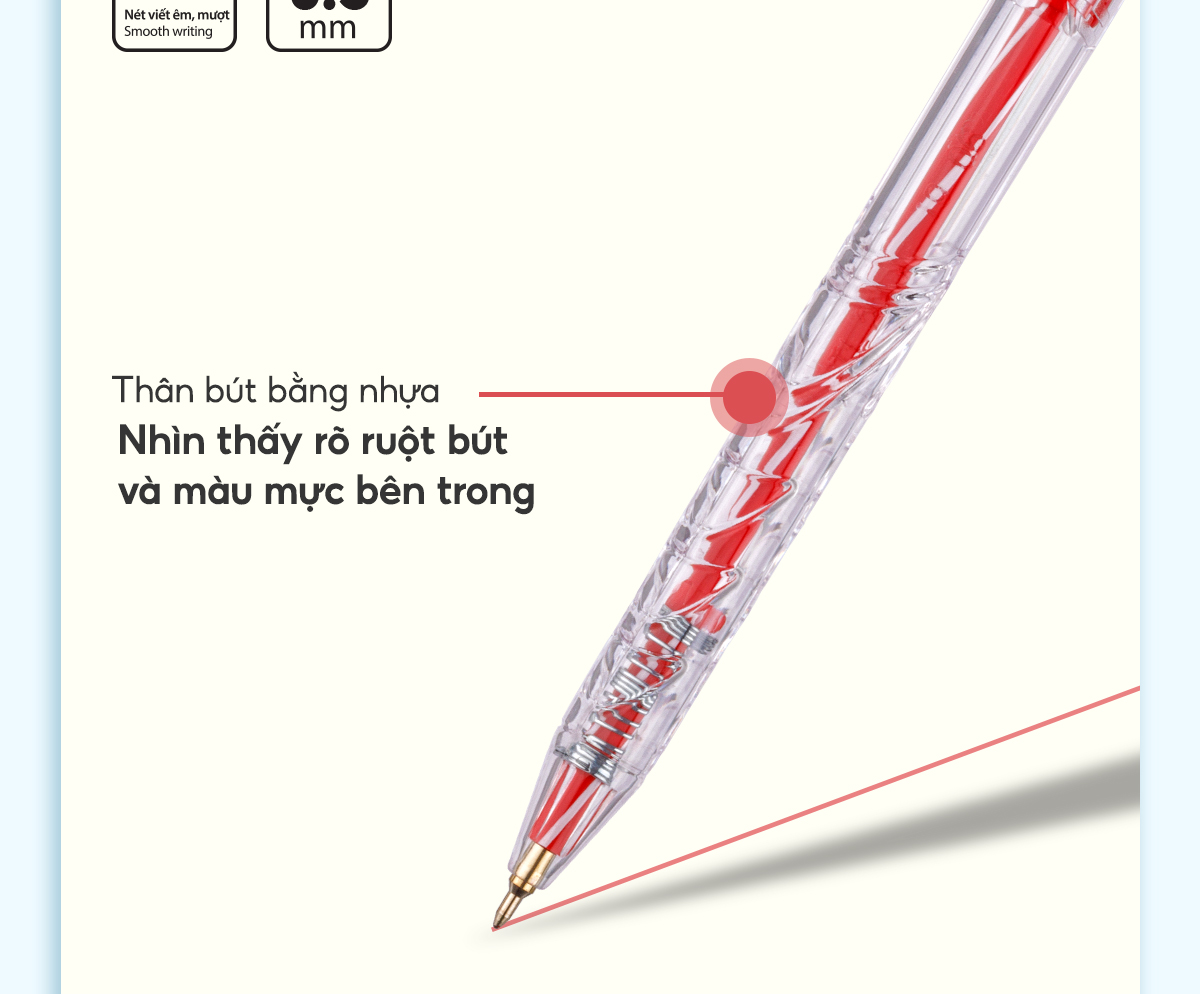Mô tả Combo 5/10/20 Bút bi Thiên Long Trendee TL-079 ngòi 0.5mm cao cấp, nét viết thanh mảnh, thiết kế trẻ trung, chữ viết đẹp - 3