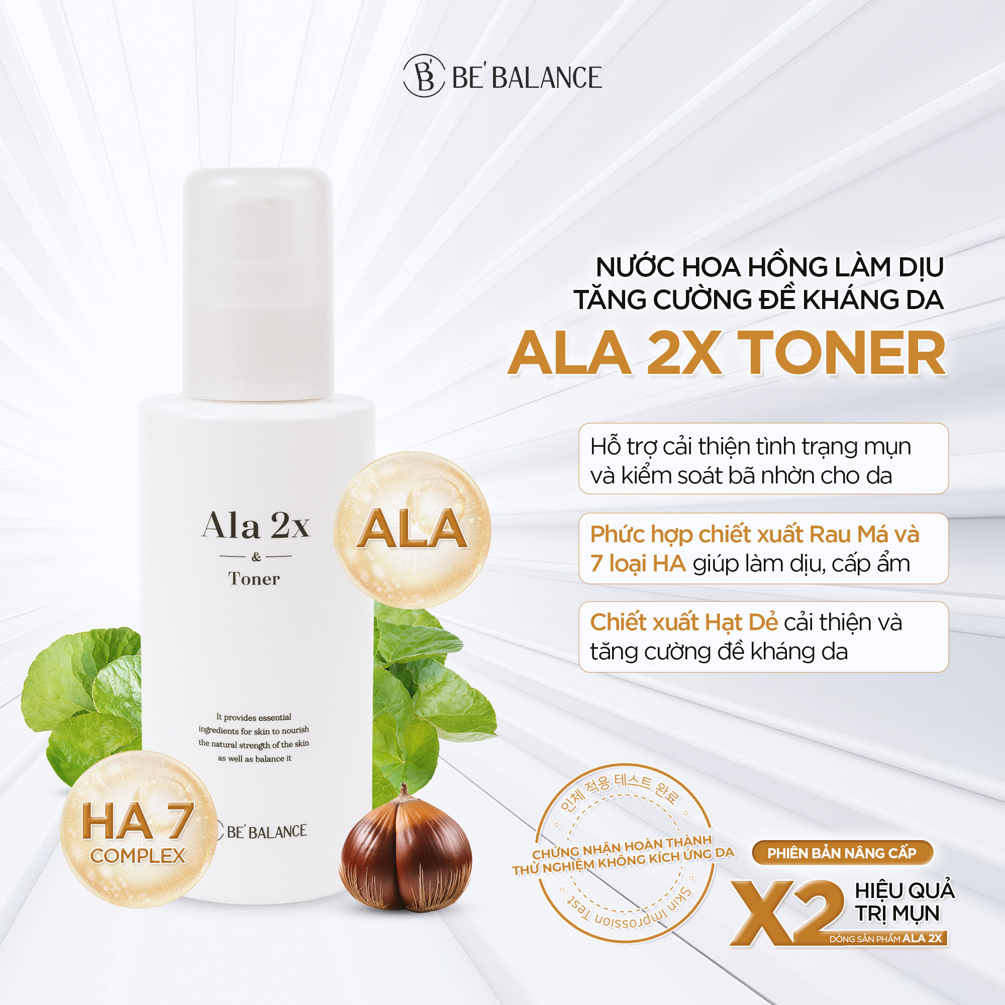 Mô tả Nước Hoa Hồng Toner Giảm Mụn Be'Balance ALA 2X TONER giúp Chăm Sóc Da có Vấn Đề về Mụn 150ml - 1