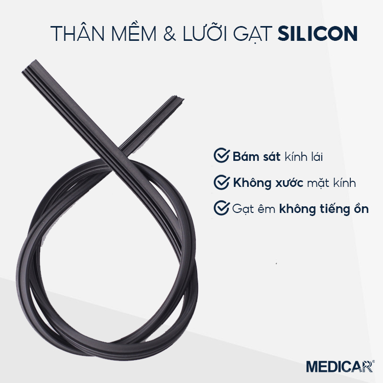Mô tả Gạt Mưa Ô tô Silicon MEDICAR X KEINE 3 KHÔNG: không vệt nước, không tiếng ồn, không xước kính. Bảo hành đổi mới nếu lỗi - 3