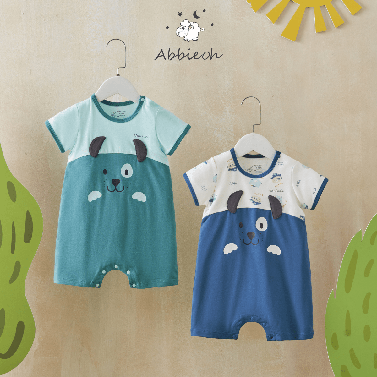 Mô tả Bộ bodysuit cộc tay unisex ABBIEOH cotton mềm mát động vật, vũ trụ cho bé 0-12 tháng BD763 BD758 BD621-625-602 - 4