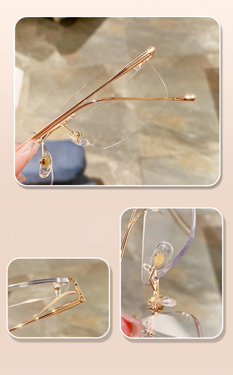 Mô tả Kính cận có độ sẵn 0 - 4 độ nữ, nam mắt chữ nhật không gọng màu vàng, bạc 7K3511 - 5