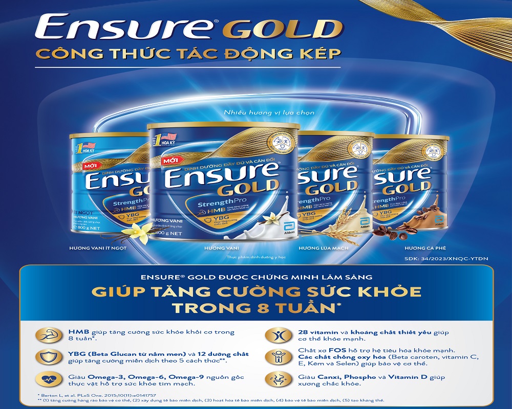 Mô tả Sữa bột Ensure Gold Abbott hương vani ít ngọt 380g/ 400g - 1