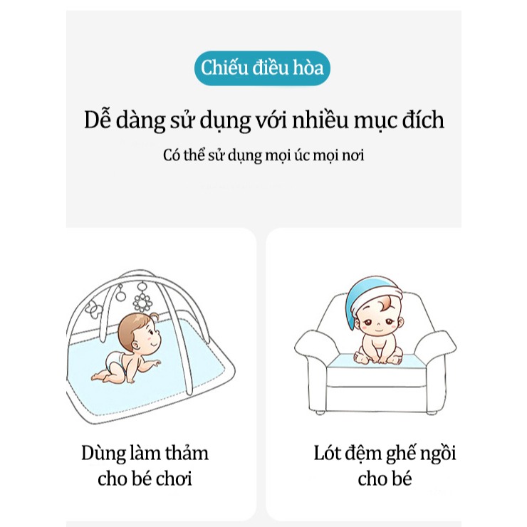 Mô tả Chiếu Điều Hòa Cao Su Non IQKAO Cho Bé Kèm Gối Mát Lưng, Thoáng Khí, Không Cần Bật Điều Hòa – Size 60x120cm - 2