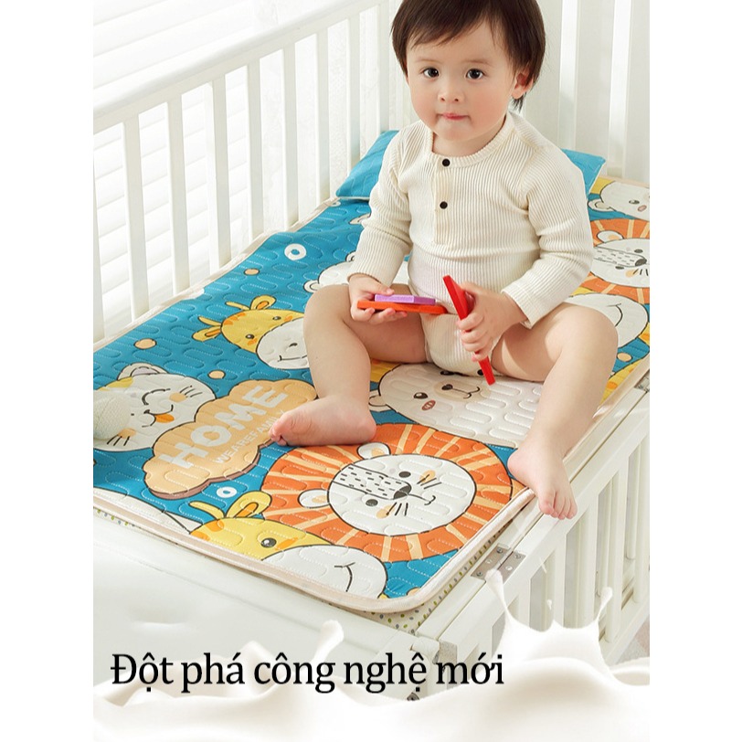 Mô tả Chiếu Điều Hòa Cao Su Non IQKAO Cho Bé Kèm Gối Mát Lưng, Thoáng Khí, Không Cần Bật Điều Hòa – Size 60x120cm - 3