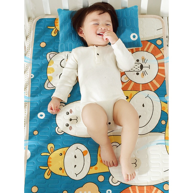 Mô tả Chiếu Điều Hòa Cao Su Non IQKAO Cho Bé Kèm Gối Mát Lưng, Thoáng Khí, Không Cần Bật Điều Hòa – Size 60x120cm - 5