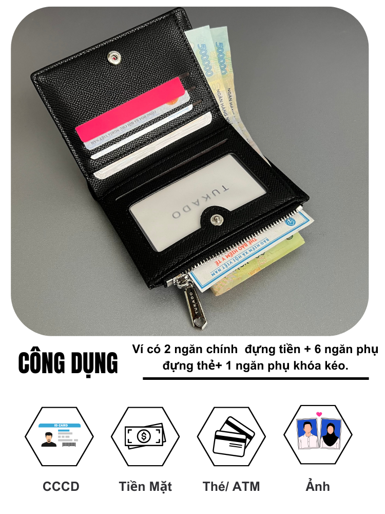 Ví Nữ Ngắn Mini TUKADO TK08 - Mặt sau