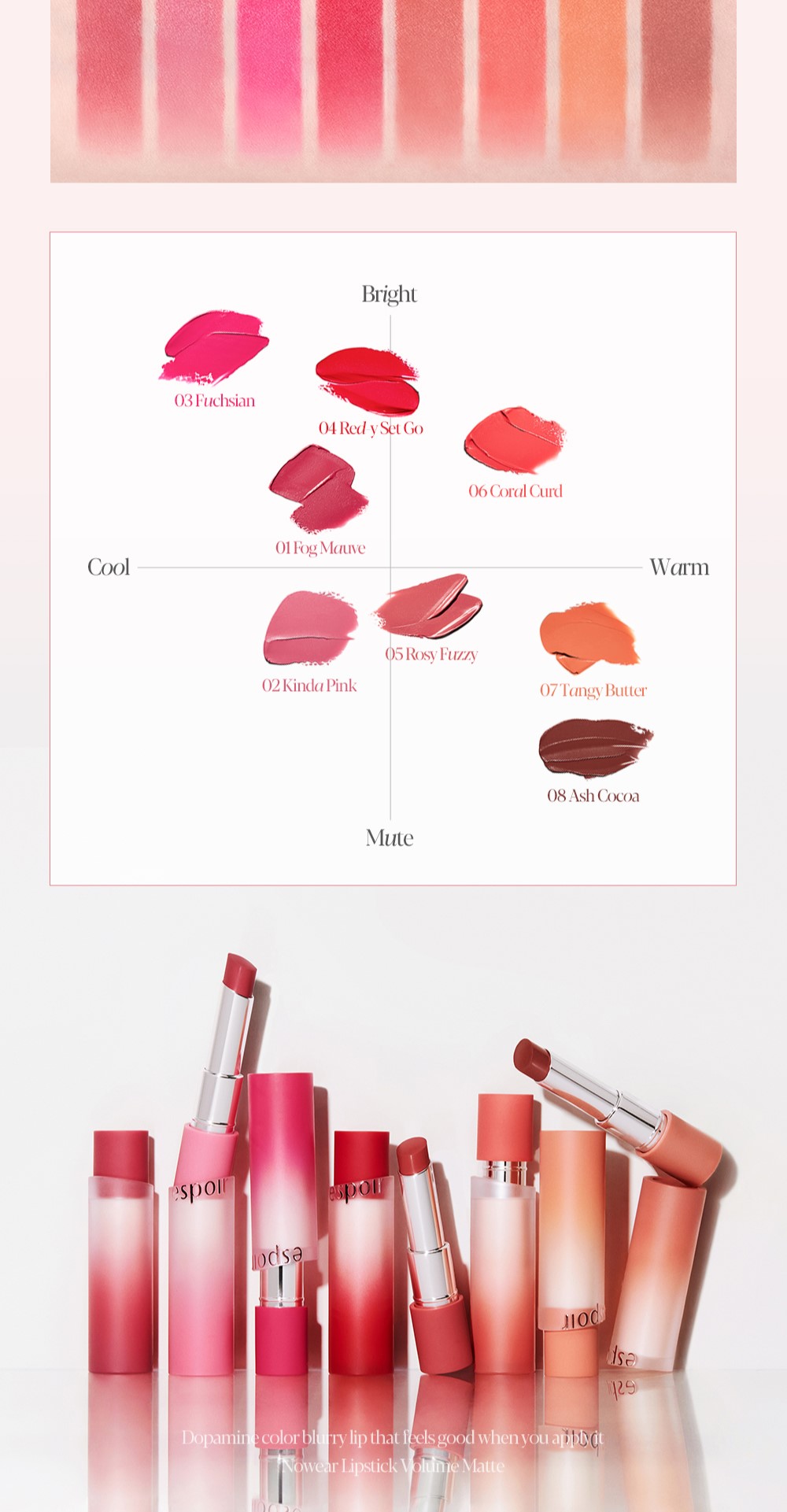 Mô tả Son Thỏi Lì Mịn Mờ Espoir Nowear Lipstick Volume Matte 3gr - 8