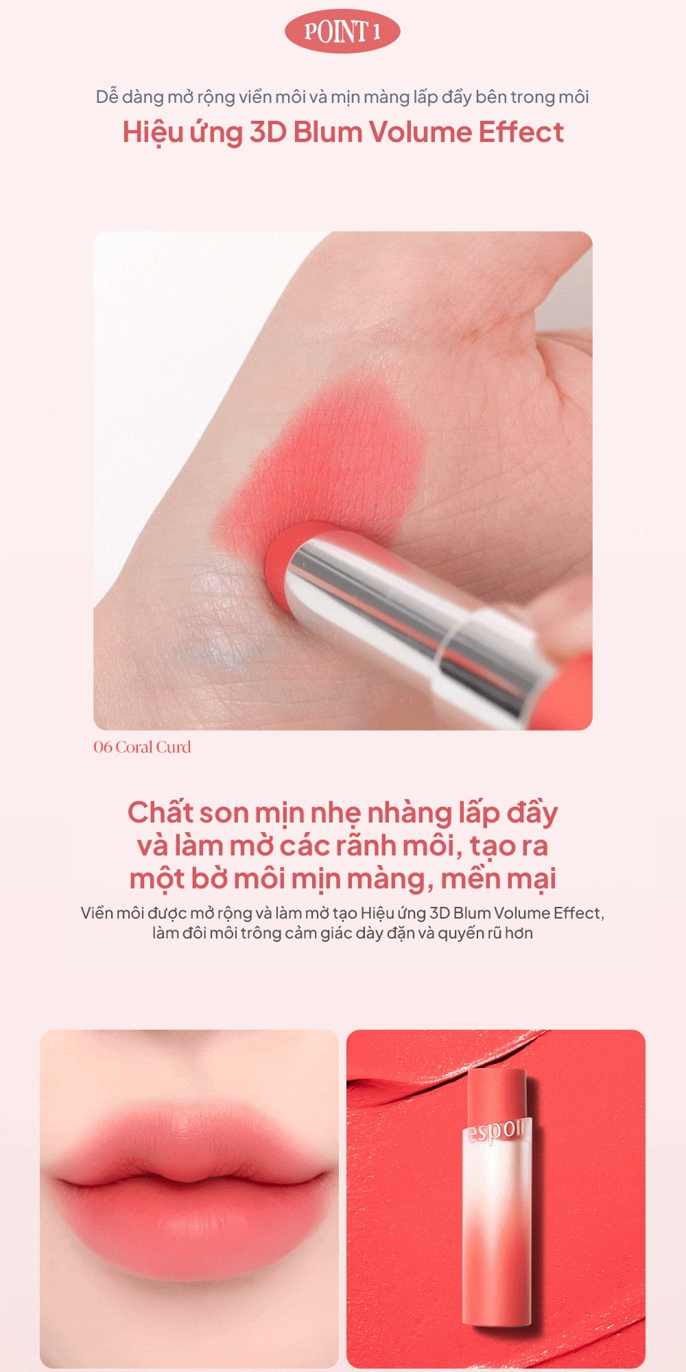 Mô tả Son Thỏi Lì Mịn Mờ Espoir Nowear Lipstick Volume Matte 3gr - 10